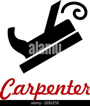 Platorello o falegname silhouette nera isolata su sfondo bianco, con didascalia Carpenter Illustrazione Vettoriale