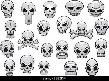 Teschi umani e malvagi sono perfetti per una vacanza o un tatuaggio di Halloween design Illustrazione Vettoriale