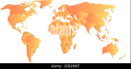 Mappa politica verde del mondo. Ogni stato con un proprio gradiente orizzontale. Illustrazione vettoriale. Illustrazione Vettoriale