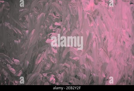 Pastello rosa fatto a mano su fondo astratto di colore acrilico nero. Tratto da opere d'arte originali. Foto Stock