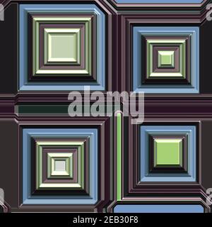 Rendering 3D di piastrelle di sfondo metallizzate ad alta tecnologia senza cuciture con una tavolozza di colori, motivi e trame esclusive Foto Stock