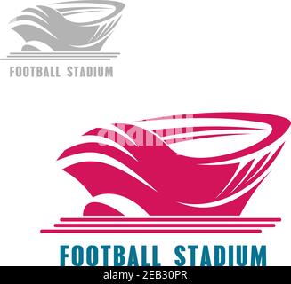 Moderno stadio di calcio icona rosa brillante per lo sport o l'architettura design a tema Illustrazione Vettoriale