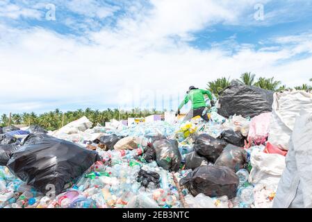 Riciclare l'impianto Siargao Island Dump Cestino Foto Stock