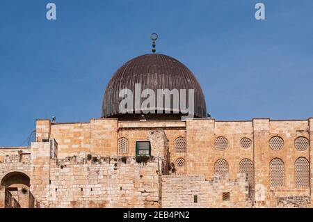 Israele, Gerusalemme, Città Vecchia, Moschea di al Aqsa sul Monte del Tempio conosciuto come il composto di al Aqsa o Haram esh-Sharif Foto Stock