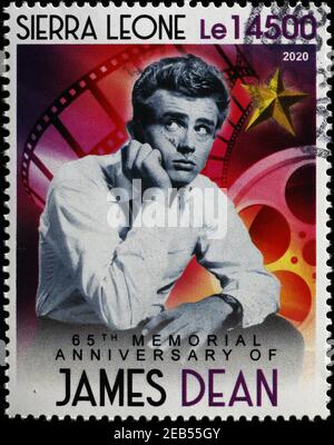 Ritratto di James Dean sul francobollo Foto Stock