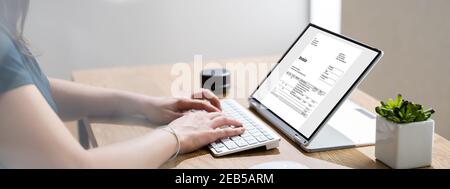 Estratto conto delle fatture online e software di fatturazione digitale Foto Stock