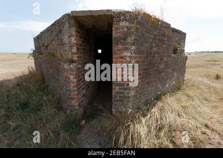 Old, WWII pill Box sul Royal cinque Ports Golf Club, Deal, Kent Foto Stock