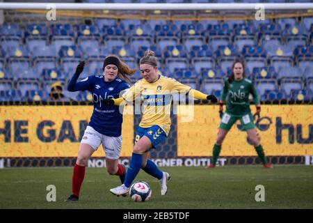 Broendby, Danimarca. 11 Feb 2021. Nanna Christiansen (9) di Broendby SE visto durante il Women's Champions League Round del 32 partita tra Broendby IF e Valerenga IF al Broendby Stadium di Brondby, Danimarca. (Photo Credit: Gonzales Photo/Alamy Live News Foto Stock