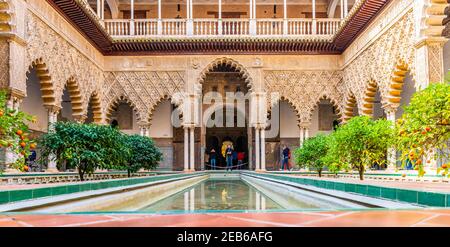 Palazzo del Real Alcazar di Siviglia in Andalusia, Spagna Foto Stock