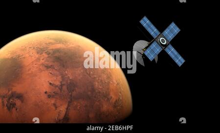 Sonda spaziale orbitante Marte - rendering 3D Foto Stock