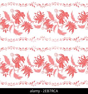 Sfondo floreale in stile vintage. Modello senza giunture vettoriale. Fiori decorativi ricamati. Ornamento per tessuti su sfondo nero. Fiore colorato Illustrazione Vettoriale