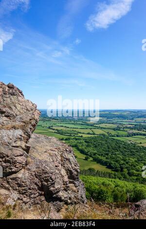 The Wrekin, Telford Hill, Marilyns, Summit View, West Midlands, Shropshire, Inghilterra, Regno Unito Foto Stock