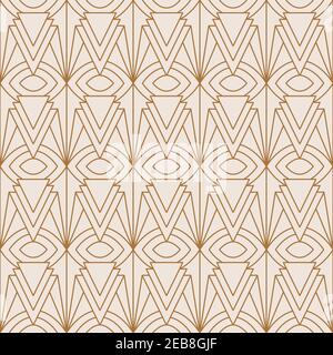 Motivo senza giunture Art Deco in uno stile lineare minimale alla moda. Vector Abstract retro background con triangoli dorati Illustrazione Vettoriale