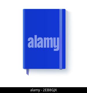 Notebook blu. Vista dall'alto verso il basso. Oggetto isolato su bianco Illustrazione Vettoriale