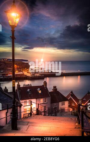 Whitby Abbey Steps, Whitby North Yorkshire, Regno Unito. Foto Stock