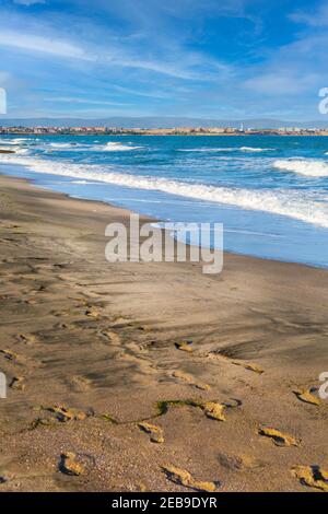 Spiaggia di sabbia sullo spiedo tra Pomorie e Aheloy, Bulgaria Foto Stock