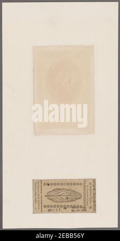 Franklin, William. Ritratto e una nota di scellino e sei pence emessa dalla colonia del New Jersey Foto Stock