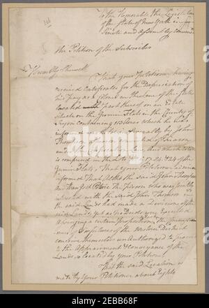 Gansevoort, Pietro. Kingston. Petizione alla legislatura dello Stato di New York Foto Stock
