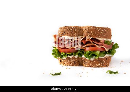 BLT sandwich isolato su sfondo bianco Foto Stock