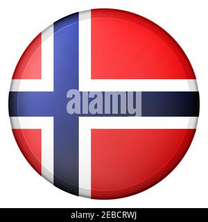 Palla di vetro con bandiera di Norvegia. Sfera rotonda, icona modello. Simbolo nazionale norvegese. Sfera realistica lucida, illustrazione vettoriale astratta 3D Illustrazione Vettoriale