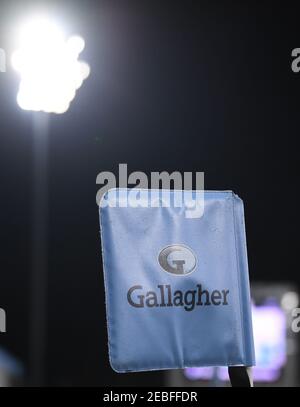 Kingsholm Stadium, Gloucester, Gloucestershire, Regno Unito. 12 Feb 2021. Rugby, Gloucester contro Bristol Bears; una bandiera d'angolo al Kingsholm Stadium Credit: Action Plus Sports/Alamy Live News Foto Stock