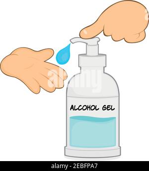 Illustrazione vettoriale delle mani con gel di alcool Illustrazione Vettoriale