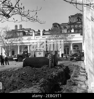 Rose Garden, fotografie di progresso della costruzione. Lavori di costruzione in corso nel Rose Garden, Casa Bianca, Washington, D.C. Foto Stock