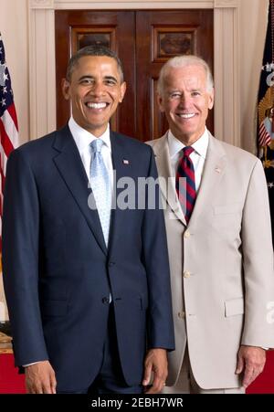 IL PRESIDENTE AMERICANO BARACK OBAMA e il vicepresidente Joseph Biden. Officlal White House foto 26 luglio 2012 Foto Stock