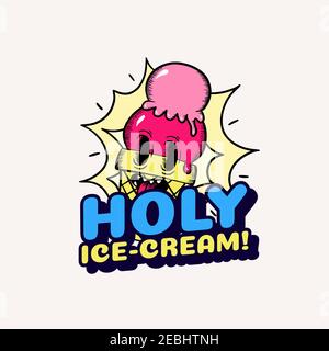 Creatore del logo ispirato a Santa Cruz con un gelato divertente clipart Foto Stock
