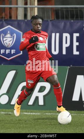 Jeremy Doku di Rennes durante la Coppa di Francia, partita di calcio 64 tra SCO Angers e Stade Rennais (Rennes) il 11 febbraio 2021 allo Stade Raymond Kopa di Angers, Francia - Foto Jean Catuffe/DPPI/LiveMedia/Sipa USA Credit: Sipa USA/Alamy Live News Foto Stock