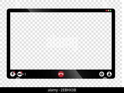 modello software per videoconferenza o videotelefonia online con spazio di copia sullo schermo, illustrazione vettoriale Illustrazione Vettoriale