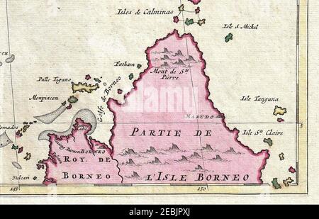 Northern Borneo 1710 Ottens Mappa del Sud-est asiatico, Singapore, Thailandia (Siam), Malesia, Sumatra, Borneo - Geographicus - Siam-ottens-1710. Foto Stock