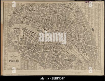Nouveau plan routier de la ville de Paris divisé en 12 arrrondissemens en 48 quartiers - Norman B. Leventhal Map Centre. Foto Stock