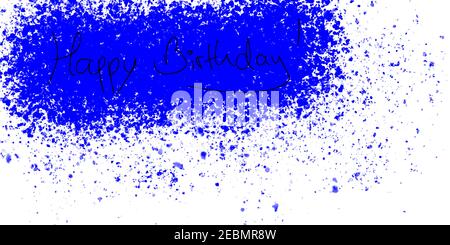 Carta di compleanno, blu e nero, scritta a mano, scritta a mano. Foto Stock
