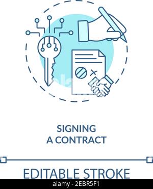 Firma di un'icona del concetto di contratto Illustrazione Vettoriale
