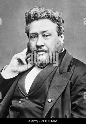 Charles Haddon (H. C.) Spurgeon, rinomato ministro Battista a Londra, Inghilterra, conosciuto come il "Principe dei Predicatori". Ritratto del 1880. Foto Stock