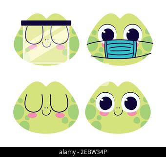 confezione di graziosi adesivi per tartarughe Illustrazione Vettoriale