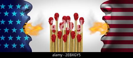 Crisi culturale americana e politica divisiva degli Stati Uniti che danneggia la società e si oppone all'ideologia culturale o al rischio di una guerra politica. Foto Stock