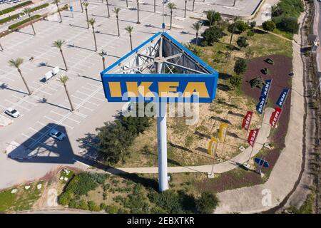 Classico IKEA mega segno, vista aerea. Foto Stock