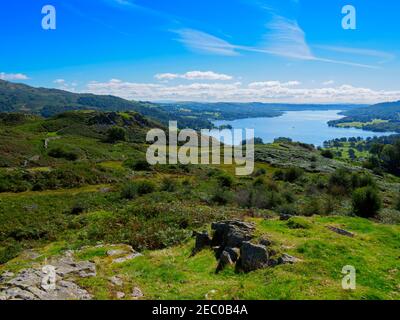 Windermere da Loughrigg cadde, Lake District, Cumbria Foto Stock