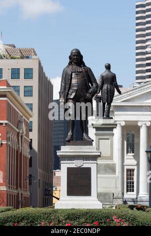 Statua di Benjamin Franklin, Lafayette Square, New Orleans Foto Stock