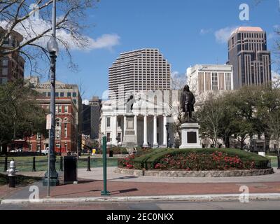 Lafayette Square, Gallier Hall e il quartiere centrale degli affari di New Orleans Foto Stock