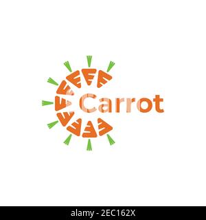 Modello vettoriale di ispirazione per il design del logo della carota Letter C. Illustrazione Vettoriale