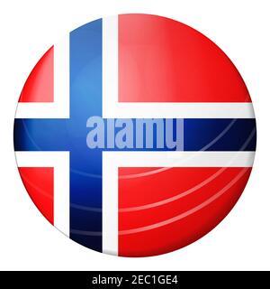 Palla di vetro con bandiera di Norvegia. Sfera rotonda, icona modello. Simbolo nazionale norvegese. Sfera realistica lucida, illustrazione vettoriale astratta 3D Illustrazione Vettoriale