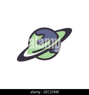 Modello vettoriale simbolo ispirazione logo Planet Illustrazione Vettoriale