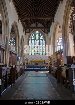Interno della chiesa di Santa Maria in segale, East Sussex. La chiesa parrocchiale di segala risale al XII secolo. Foto Stock