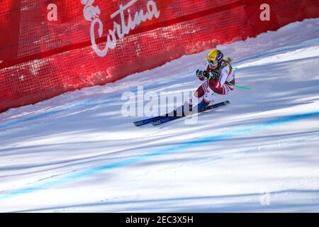 SIEBENHOFER Ramona (AUT) in azione durante i Campionati mondiali DI SCI alpino 2021 - Downhill - Donne, gara di sci alpino a Cortina (BL), Italia, febbraio 13 2021 Foto Stock