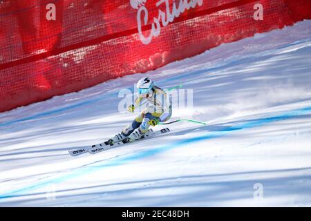 Olympia delle Tofane, Cortina (BL), Italia, 13 Feb 2021, MOWINCKEL Ragnhild (NOR) in azione nel corso del 2021 FIS Alpine World SKI Championships - Downhill - Donne, gara di sci alpino - Foto Luca Tedeschi / LM Foto Stock