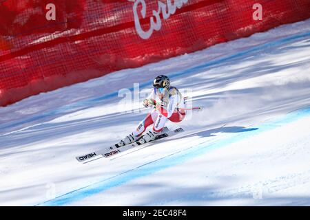 Olympia delle Tofane, Cortina (BL), Italia, 13 Feb 2021, MOWINCKEL Ragnhild (NOR) in azione nel corso del 2021 FIS Alpine World SKI Championships - Downhill - Donne, gara di sci alpino - Foto Luca Tedeschi / LM Foto Stock