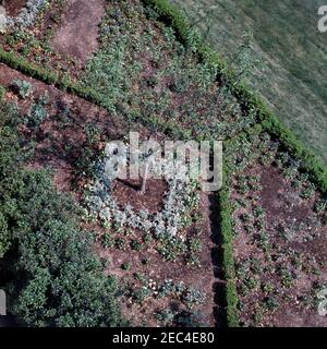 Ricostruzione del Giardino delle Rose, foto di avanzamento. Progresso di costruzione di Rose Garden visto dall'alto. White House, Washington, D.C. Foto Stock